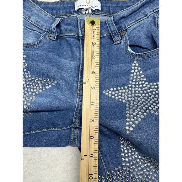 Austin Landing Womens Star Flare Jeans Size 00 Blue Stretch Crystal Western - Picture 12 of 12